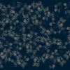 Panneau papier peint feuillage (Foliage) dense effet aquarelle tons beige pâle sur fond bleu nuit Z61015-3.