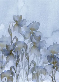 Project Z61019-3 Hellblau Töne Aquarell Iris Blumen Tapetenpaneel 15m²