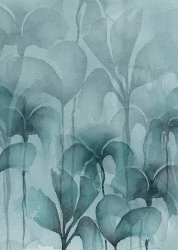 Project Z61021-3 Petrol Blau Meergrün Töne Aquarell Bucaneve Blätter Tapetenpaneel 15m²