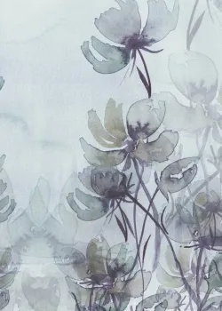 Project Z61022-3 Blassgrau Blau Töne Aquarell Fresia Blumen Tapetenpaneel 15m²