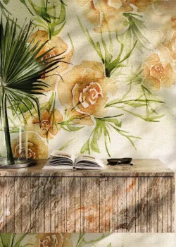 Project Z61024-1 Blasse Pfirsich Aprikose Töne Aquarell Rose Blumen Tapetenpaneel 15m²