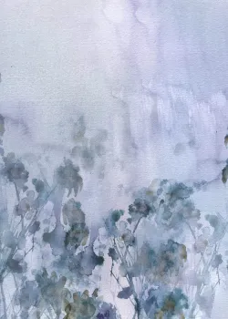 Project Z61025-3 Mystische Blau-Lila Töne Aquarell Unterholz Pflanzen Tapetenpaneel 15m²