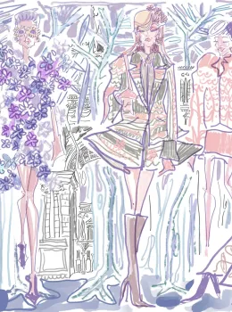 Project Z61029-1 Pastel Tones Fashion Figures Drawing Wallpaper Panel 15m²