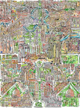 Project Z61032-1 Surréaliste Panneau de Papier Peint Forêt Humaine Ville Couleurs Vives 15m²