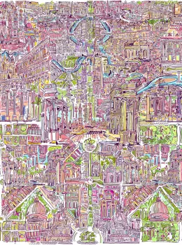 Project Z61032-3 Surréaliste Panneau de Papier Peint Forêt Humaine Couleurs Vives Rose Violet 15m²