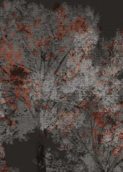 Project Z61038-1 Pixel Trees Modernes Tapetenpaneel Abstraktes Baum-Muster Dunkelgrau Rostrot 15m²