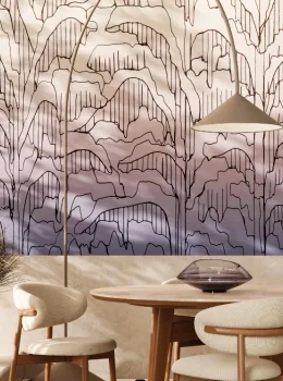 Project Z61042-1 Bananarama Beige Mauve Abstrait Feuille Bananier Panneau 15m²