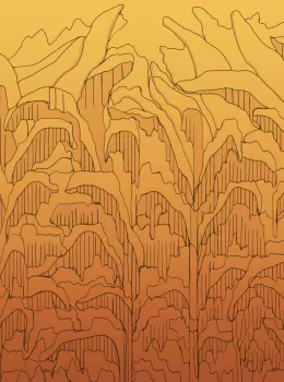Project Z61042-2 Bananarama Jaune Moutarde Orange Abstrait Bananier Panneau 15m²