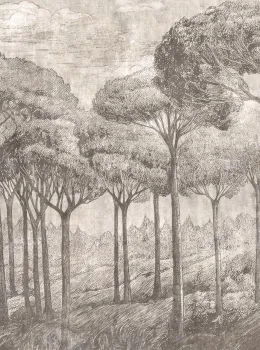 Project Z61047-1 Foresta Monochrome Tree Sketch Wall Panel 15m²