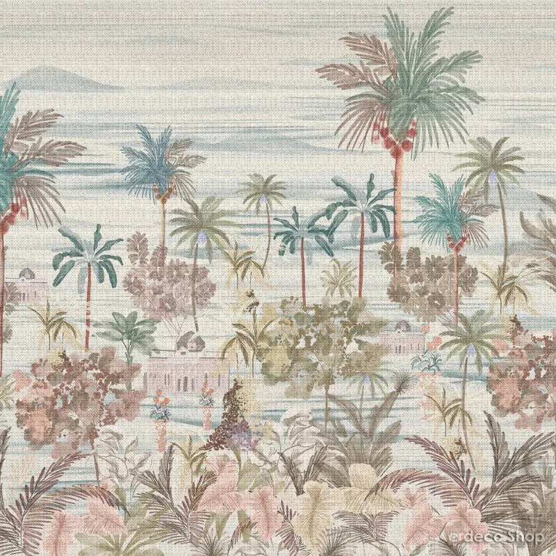 Panneau mural Architexture Z57778 Palmeras motif palmiers tons pastel.