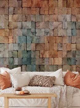 Architexture Z57785 Ebano Panneau Papier Peint Cube Bois 3D