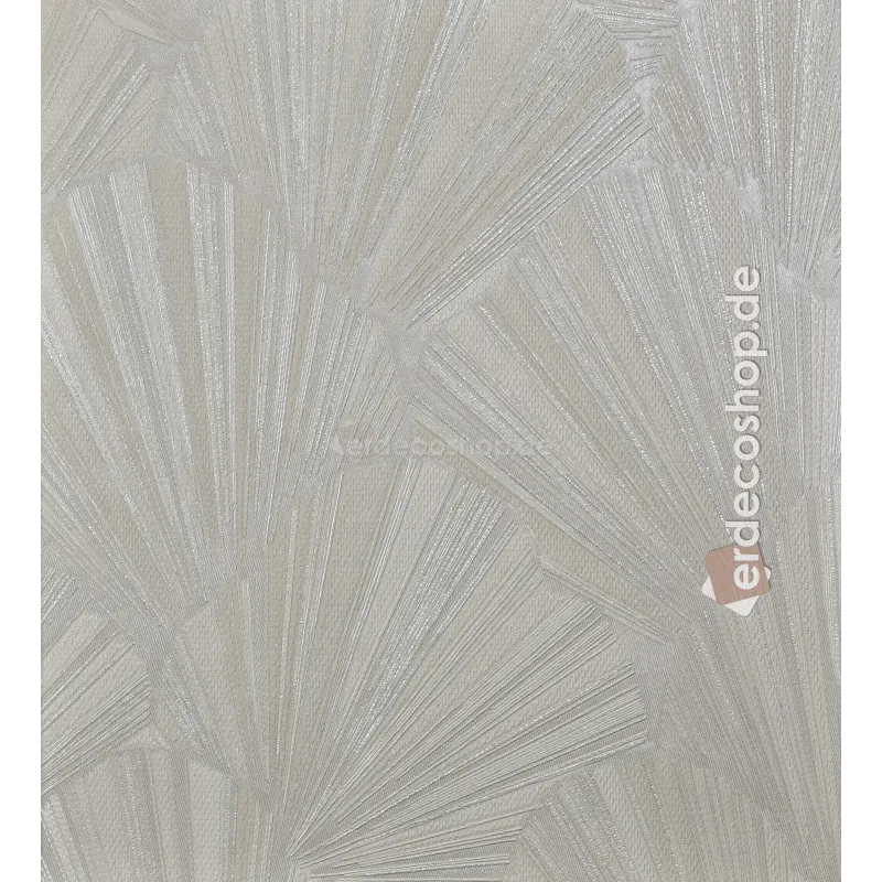 Casa Chic Z20104 papier peint blanc cassé, motif feuilles stylisées en éventail.