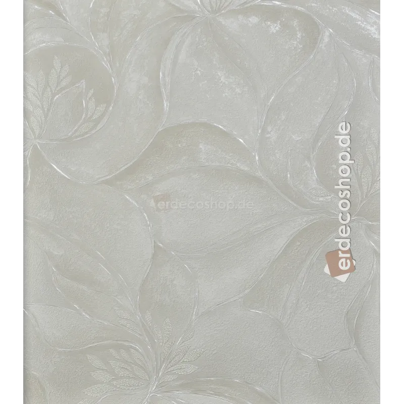 Casa Chic Z20126 papier peint couleur crème clair, grand motif floral abstrait et feuille, texture gaufrée luxueuse.
