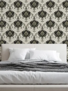 Casa Chic Z20136 White Cream Damask Pattern Luxury Wallpaper