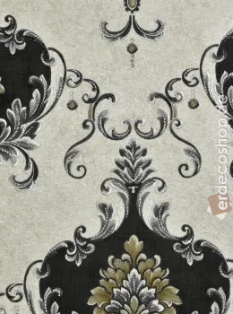 Casa Chic Z20131 Siyah Krem Damask Lüks Klasik Duvar Kağıdı