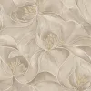 Casa Chic Z20121 beige und kaffeefarbene, große abstrakte Blumen- und Blattmotive, geprägte Luxustapete.