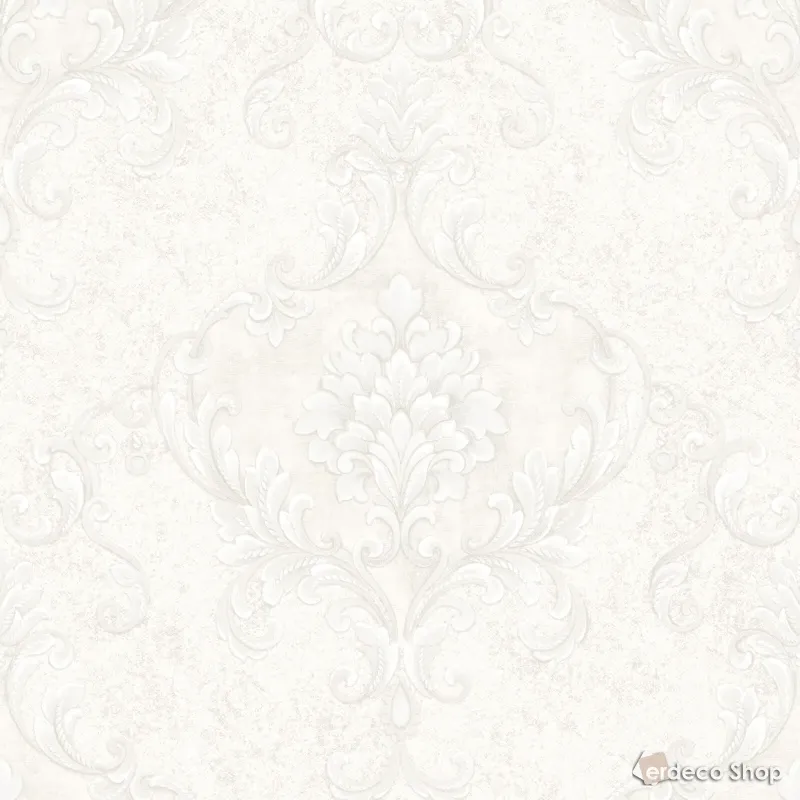 Casa Chic Z20136 white cream toned, large damask pattern, classic luxurious wallpaper.