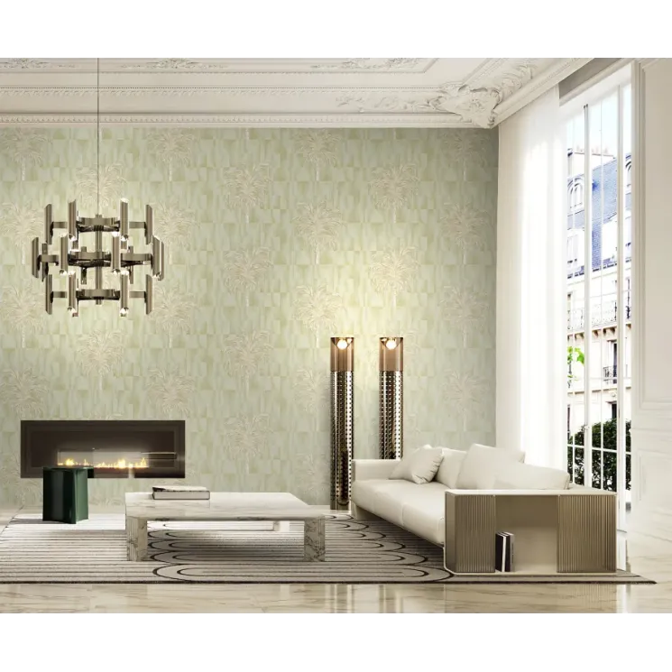 Elie Saab 2 Z34942 beige modern leaf patterned wallpaper, natural, elegant, textured