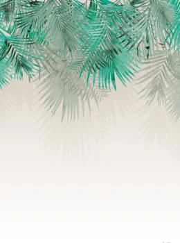 Elie Saab Z34957 Turquoise Hanging Palm Wallpaper Panel