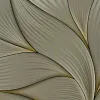 Panneau mural Z34971, feuille dorée stylisée sur fond gris clair – 5 modules