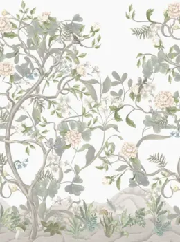 Elie Saab Z34976, Panneau de Papier Peint Botanique avec Oiseaux, Arbres Fleuris – 6 Pièces