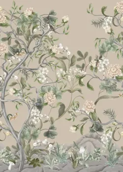 Elie Saab Z34978, 6-teiliges Tapetenpaneel mit Vögeln, Blüten & Felsdetails