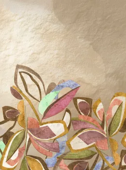 Marrakech Z70750, Panneau Mural Abstraite Moderne à Feuilles, Texture Toile, 15m²