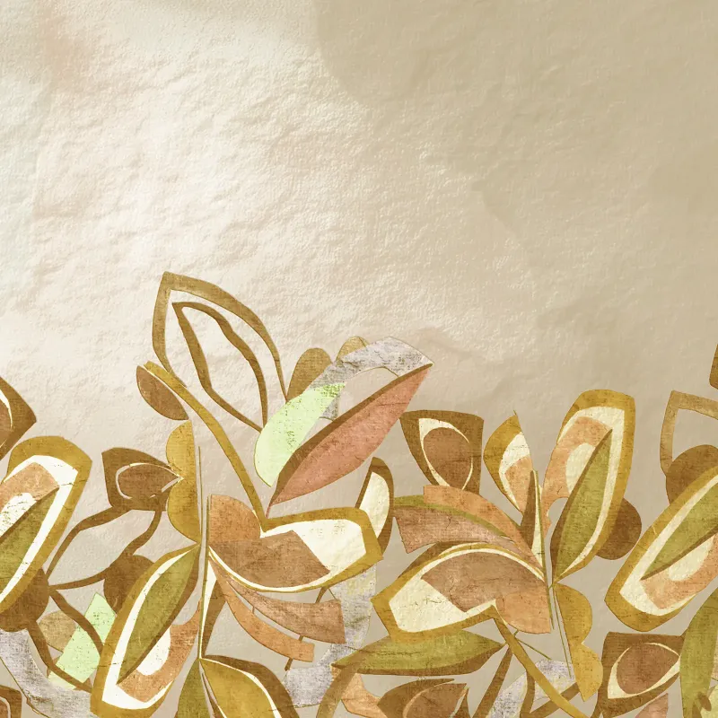 Marrakech Z70752, Mustard, earth, khaki green tones, fabric texture, modern abstract leaf wall panel