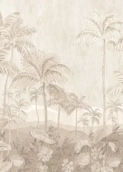 Marrakech Z70754, Hellbeige Palmenlandschaft Exotische Wandtapete, Canvas-Struktur, 15m²