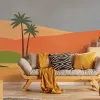 Marrakech Z70757, Stoff-Struktur, Beige Creme Pastellfarben, minimalistische Wüstenlandschaft Palmen Wandposter