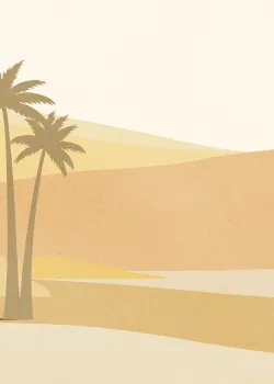 Marrakech Z70757, Hellbeige Wüstenlandschaft Palmen Kunst Wandtapete, 15m²