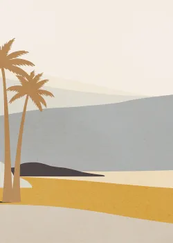 Marrakech Z70758, Senf-Grau Wüsten-Meer Landschaft Palmen Wandtapete, 15m²