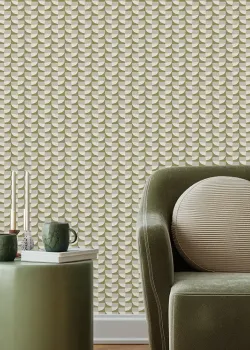 Marrakech Z70723, Tapete mit Olivgrünem Organischem Geometrischem Muster, 5m²