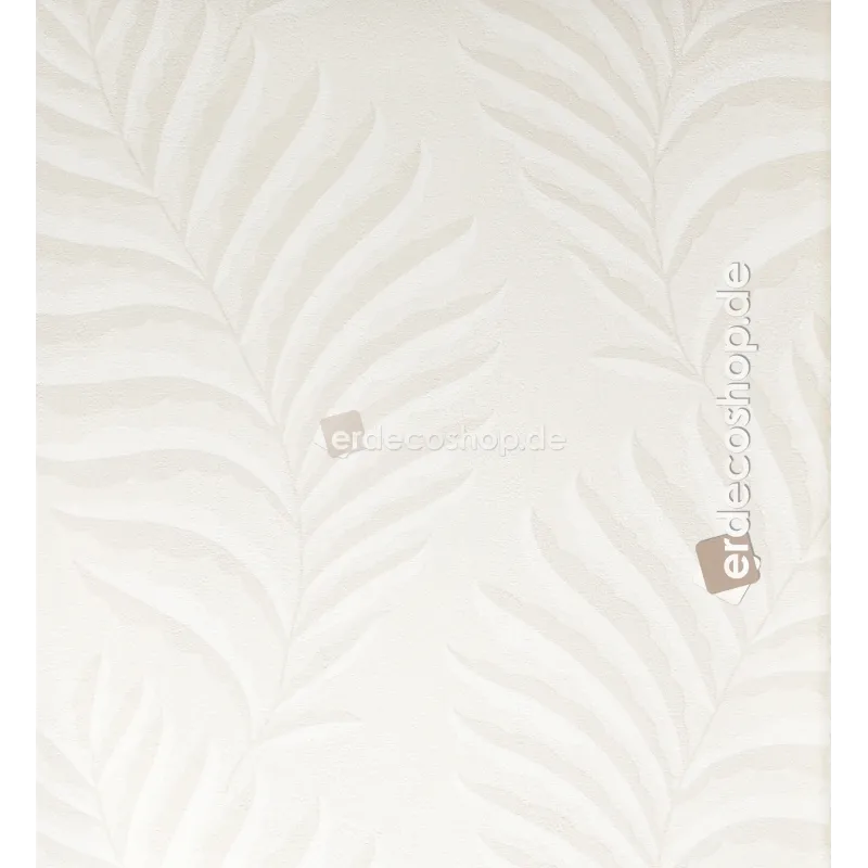 Marrakech Z70724, papier peint beige crème avec motif de feuilles de fougère ou de palmier stylisées en ton sur ton (nuance plus foncée).