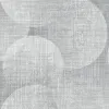 Marrakech Z70733, minimalist and modern wallpaper featuring large, overlapping abstract circles in grey tones on a distressed linen-look texture.