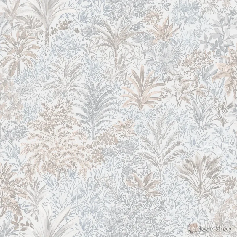 Mini Trend Z15511 light cream pastel toned botanical plant and leaf pattern wallpaper