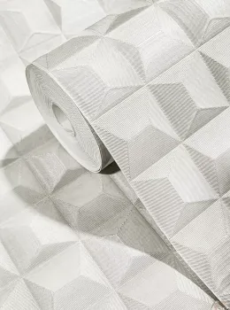 Mini Trend Z15520 Papier Peint Géométrique Cubes 3D Blanc 5m²