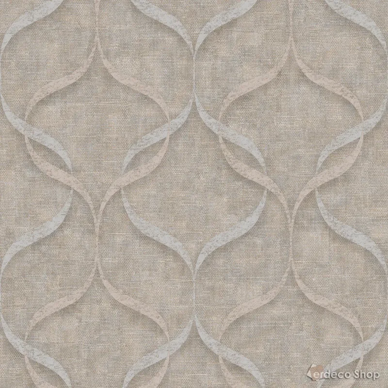 Mini Trend Z15530 beige gray linen textured, dual-toned 3D wavy patterned wallpaper.