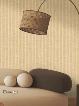 Natural Z48408 – Keten Çizgili Gazlı Bez Dokulu Duvar Kağıdı, 5.32m²