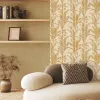 Natural Z48421 fond blanc crème tonal sable taupe grandes feuilles texture lin papier peint