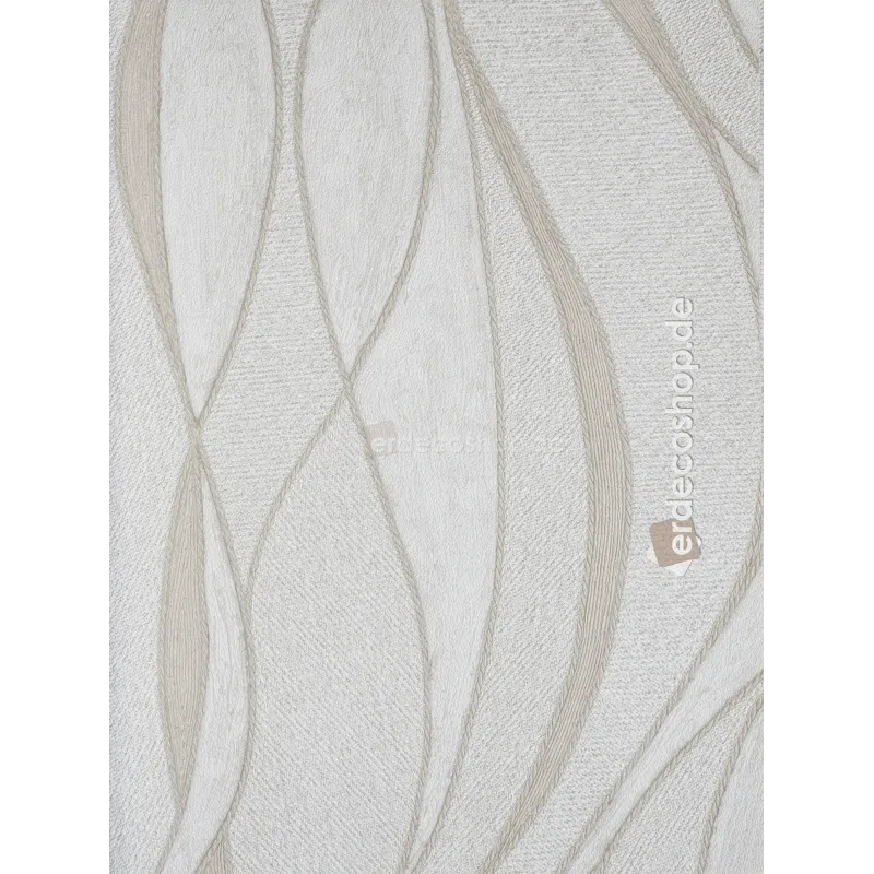 Natural Z48438 akışkan dalga yaprak bej çizgi kırık beyaz tekstil dokulu organik duvar kağıdı zarif