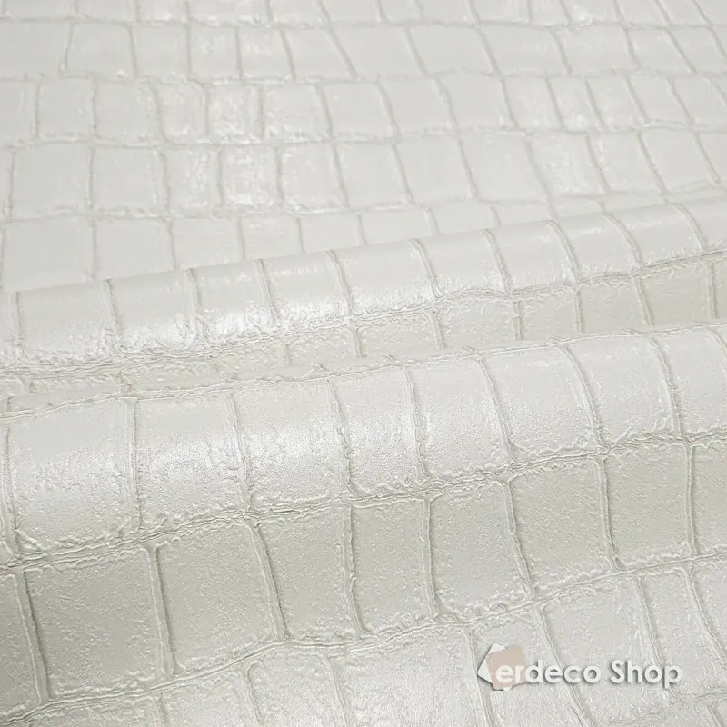 Papier Peint Philipp Plein 2 Z81035 Effet Crocodile Blanc Cassé de Luxe