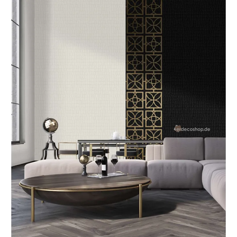Papier Peint Philipp Plein 2 Z81035 Effet Crocodile Blanc Cassé de Luxe