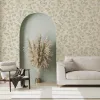 Satin Flowers Z66801 – Beige Satin Wallpaper with Floral Motif