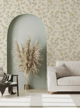 Satin Flowers Z66807 – Blue Floral Wallpaper with Satin Finish