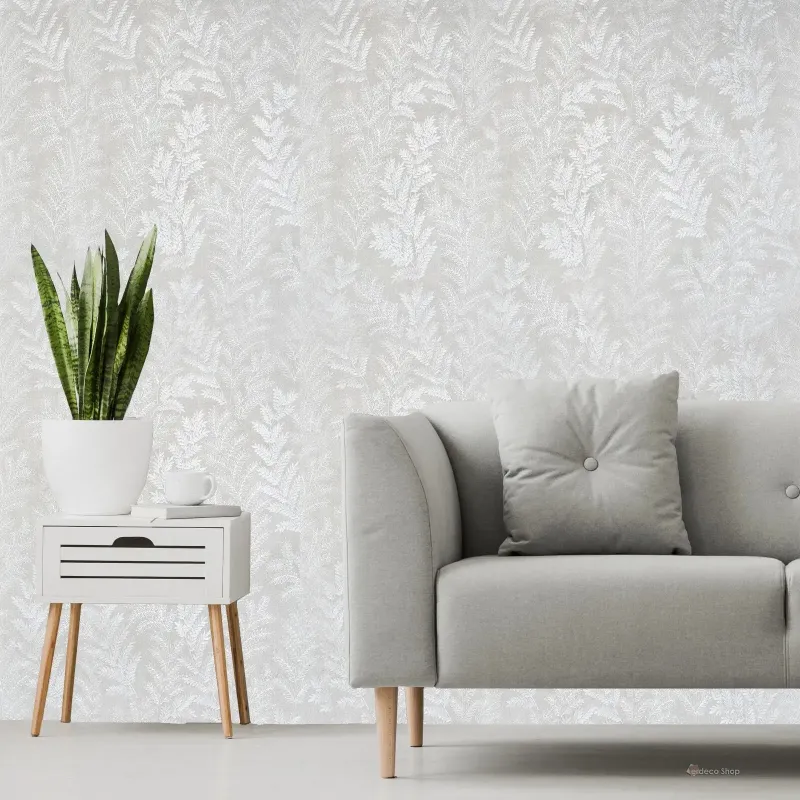 Satin Flowers Z66813 – Grey Leaf Patterned Wallpaper