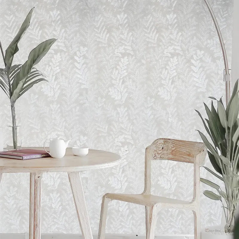 Satin Flowers Z66813 – Grey Leaf Patterned Wallpaper