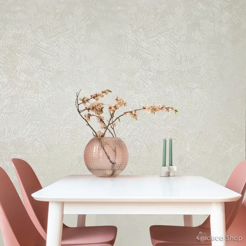 Satin Flowers Z66822 Taupe Plaster-Textured Modern Minimalist Wallpaper