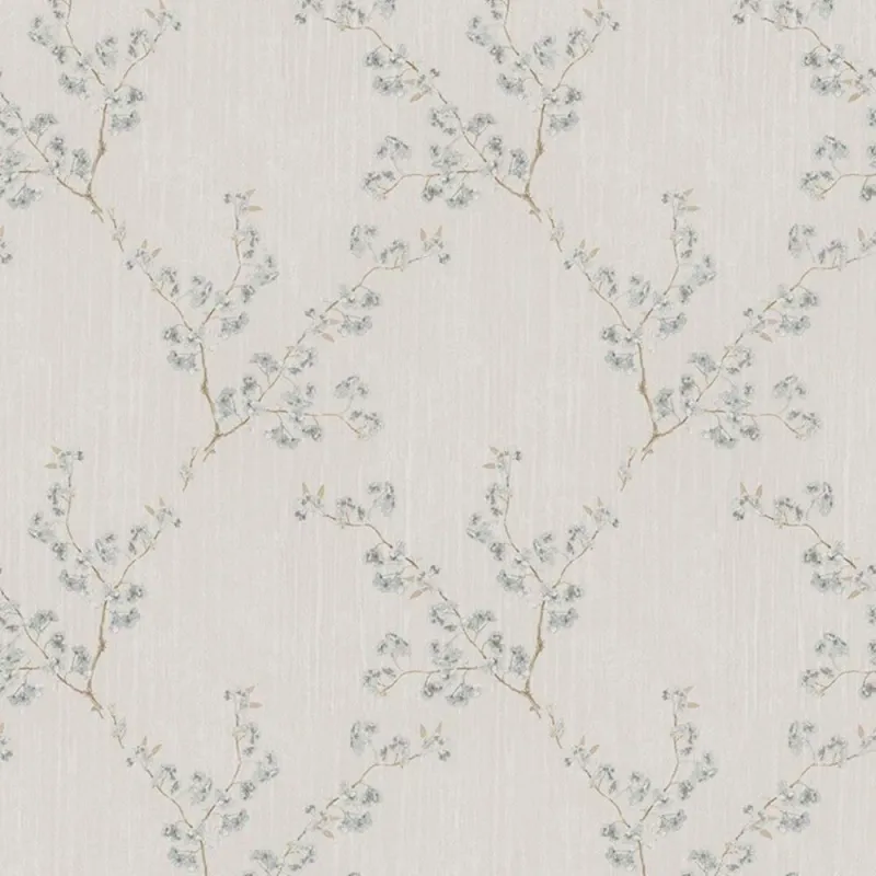 Satin Flowers Z66829 – Pastel blue & brown floral branch wallpaper