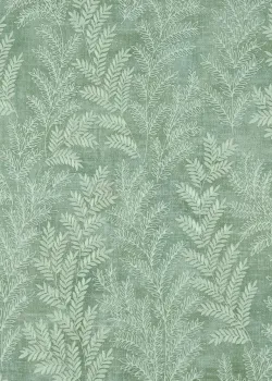 Satin Flowers Z66811 – Tapete mit beigen Blättern auf grün-grau